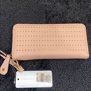 Pink Studded Wristlet Wallet